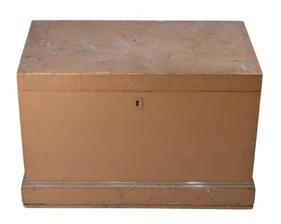 Lot 614 - Large brown painted wooden trunk