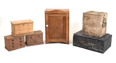 Lot 574 - Three miniature chest of drawers, boxes, etc