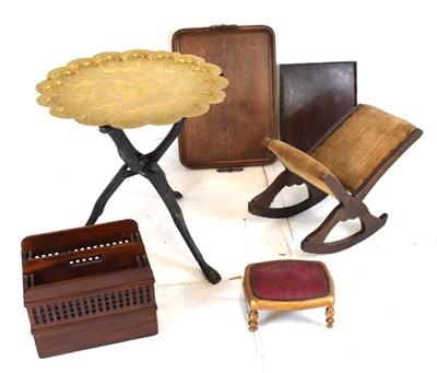 Lot 516 - Quantity of trays, small gilt footstool, etc.