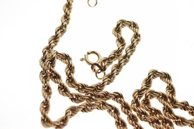 Lot 51 - Two 9ct gold rope-link necklaces (one a/f), 34g gross approx