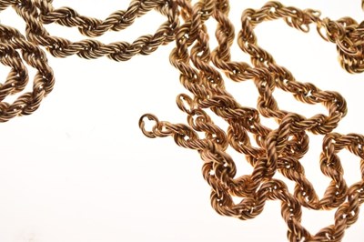 Lot 51 - Two 9ct gold rope-link necklaces (one a/f), 34g gross approx