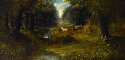 Lot 477 - English School, late 19th Century - Oil on canvas - River landscape