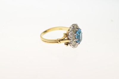 Lot 32 - Blue topaz and diamond 18ct gold cluster ring