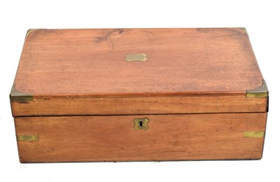 Lot 193 - Victorian brass-mounted campaign-style writing box/lap desk