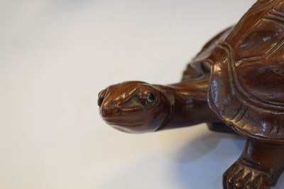 Lot 210 - Four Chinese wooden sculptures to include a tortoise, etc.