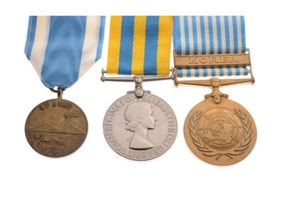 Lot 272 - Queen Elizabeth II Korea Medal, UN Korea Medal, and commemorative 8th Army medal