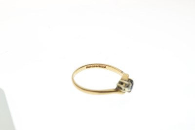 Lot 9 - 9ct gold, sapphire and diamond three-stone crossover ring