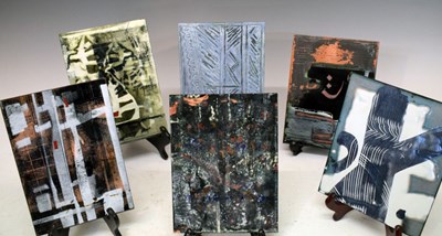 Lot 620 - Patricia Schelpher Jones - Quantity of enamel panels with abstract decoration