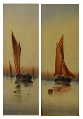 Lot 490 - Garman Morris (fl c. 1900-1930) - Pair of watercolours - 'Sealet Herring Boats' & 'Evening'