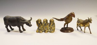 Lot 182 - Group of four animal figures, to include cold-painted pheasant, etc.