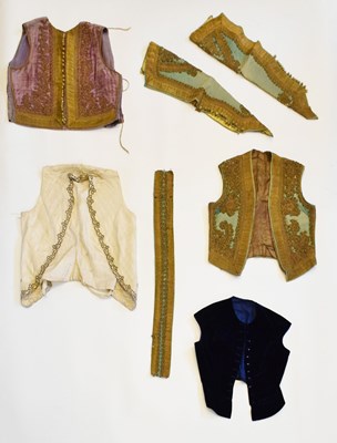Lot 175 - Gold thread trimmed waistcoats, etc