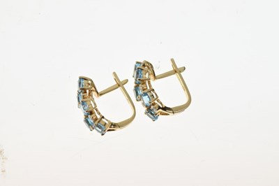 Lot 54 - Pair of blue topaz and diamond earrings