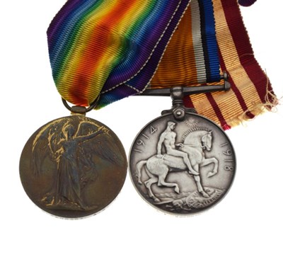 Lot 221 - First World War medal pair awarded to J.52183 C.Hancock A.B.R.N.