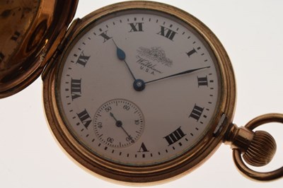 Lot 100 - Waltham U.S.A - Early 20th Century gentleman's gold-plated full hunter pocket watch