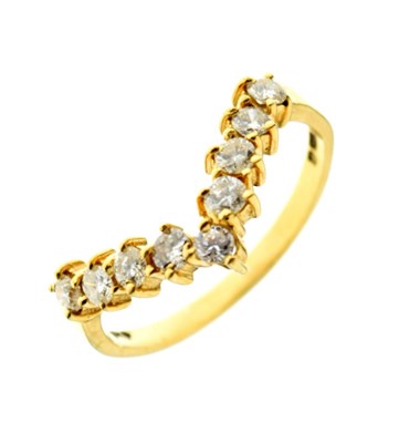 Lot 2 - 18ct gold wishbone ring set nine brilliant cut diamonds