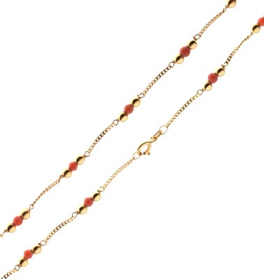 Lot 49 - 9ct gold and coral bead necklace