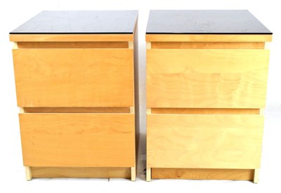 Lot 524 - Pair of Ikea bedside cabinets with smoked glass tops