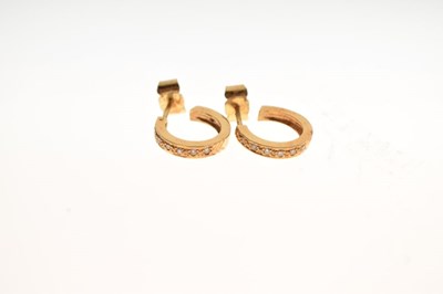 Lot 59 - Pair of 18ct gold diamond set hoop earrings
