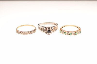 Lot 24 - Three 9ct gold gem set dress rings (3)