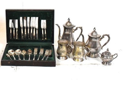 Lot 625 - Silver plated canteen, together with an EPNS Viners three-piece tea set