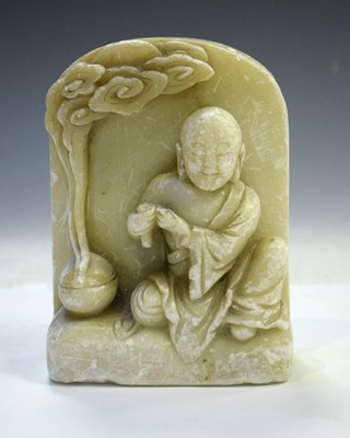 Lot 463 - Chinese carved alabaster bookend