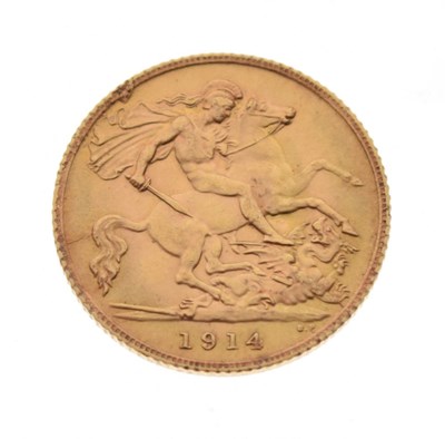 Lot 112 - Gold coin - George V half sovereign, 1914