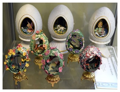 Lot 338 - Eight House of Faberge collectors eggs issued by Franklin Mint