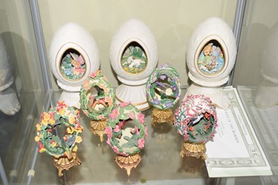 Lot 338 - Eight House of Faberge collectors eggs issued by Franklin Mint