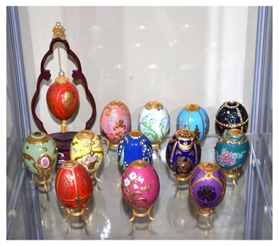 Lot 345 - Collection of twelve House of Faberge collectors eggs, etc