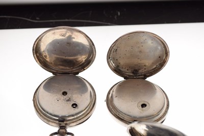 Lot 102 - Four silver and white metal cased pocket watches