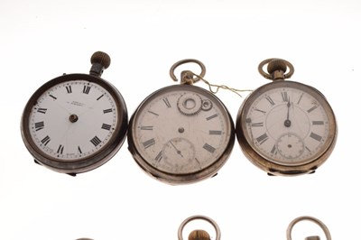 Lot 106 - Four silver cased pocket watches, together with two gun metal cased examples
