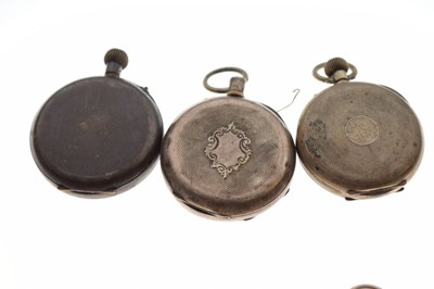 Lot 106 - Four silver cased pocket watches, together with two gun metal cased examples