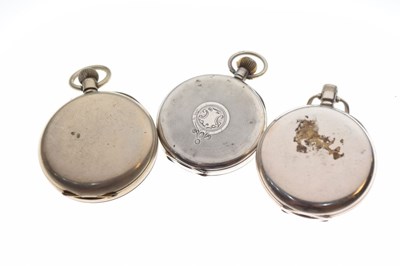 Lot 106 - Four silver cased pocket watches, together with two gun metal cased examples