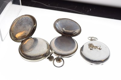 Lot 106 - Four silver cased pocket watches, together with two gun metal cased examples