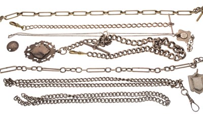 Lot 77 - Quantity of silver Alberts, chains, etc
