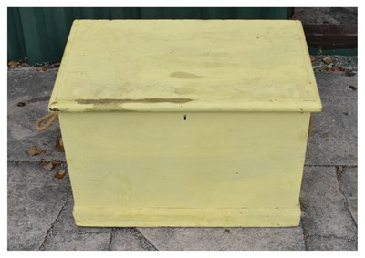 Lot 603 - Yellow painted pine chest with hinged lid