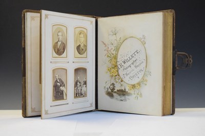 Lot 129 - Victorian album of studio photographs including Penny farthing bicycle interest