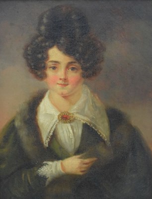 Lot 383 - Early 19th Century - Oil on canvas - Portrait of a young lady