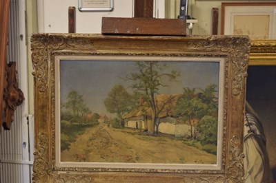 Lot 407 - Joseph Theodore Coosemans (1828-1904) - Oil on canvas - Country road with figures