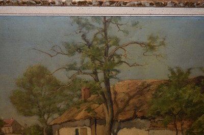 Lot 407 - Joseph Theodore Coosemans (1828-1904) - Oil on canvas - Country road with figures