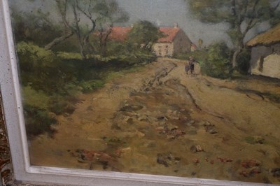Lot 407 - Joseph Theodore Coosemans (1828-1904) - Oil on canvas - Country road with figures