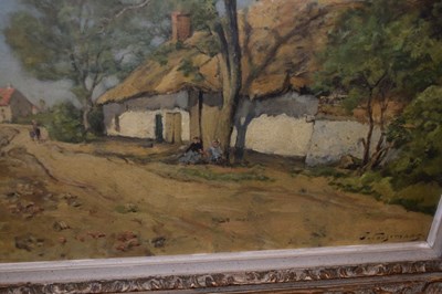 Lot 407 - Joseph Theodore Coosemans (1828-1904) - Oil on canvas - Country road with figures