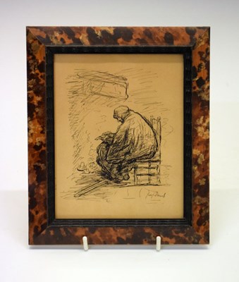 Lot 409 - Josef Israels (1824-1911) - Pen and ink - Seated peasant woman