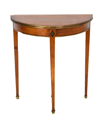 Lot 510 - 19th Century Biedermeier satinwood and brass inlaid demi-lune tea table