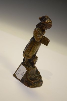 Lot 464 - Bronze figure of girl with school bag and book signed "Kirchner"