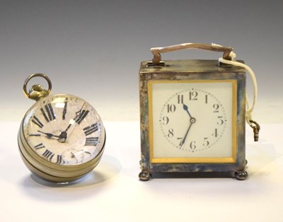 Lot 395 - George V silver cased desk clock and French desk ball clock