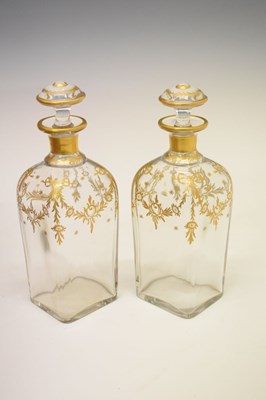 Lot 198 - Unusual 20th Century rectangular decanter box,with gilt decorated spirit decanters and glasses