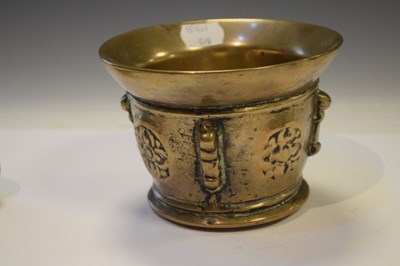 Lot 204 - 18th Century bronze relief decorated mortar and pestle