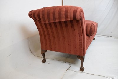 Lot 591 - Chaise longue upholstered in red striped fabric