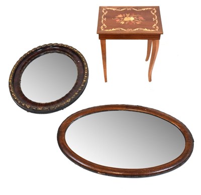 Lot 631 - Two mirrors, together with a reproduction Italian occasional table/ sewing box